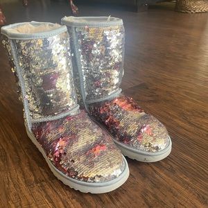 Gently Worn Ugg Classic Short Sequin Bling , Comes with original box